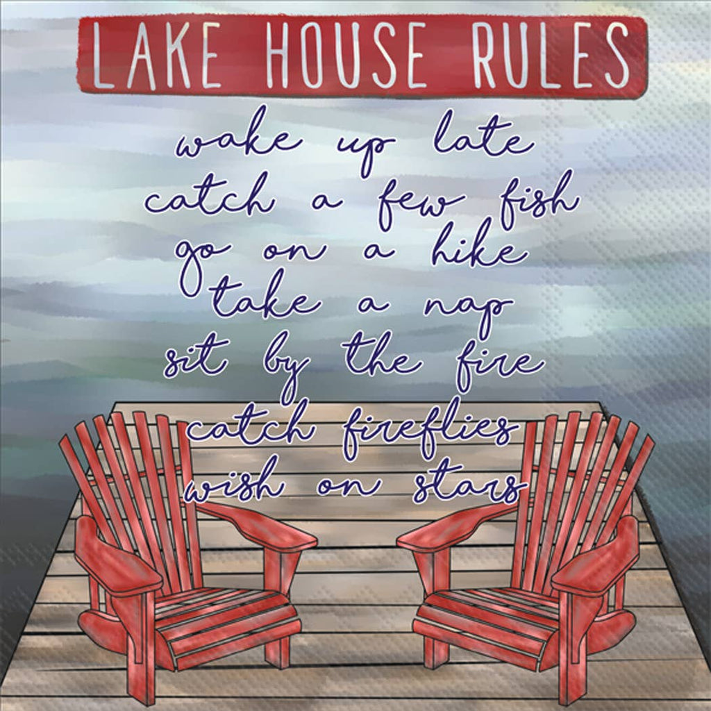 Lake House Rules Paper Cocktail Napkin - Lake Effect
