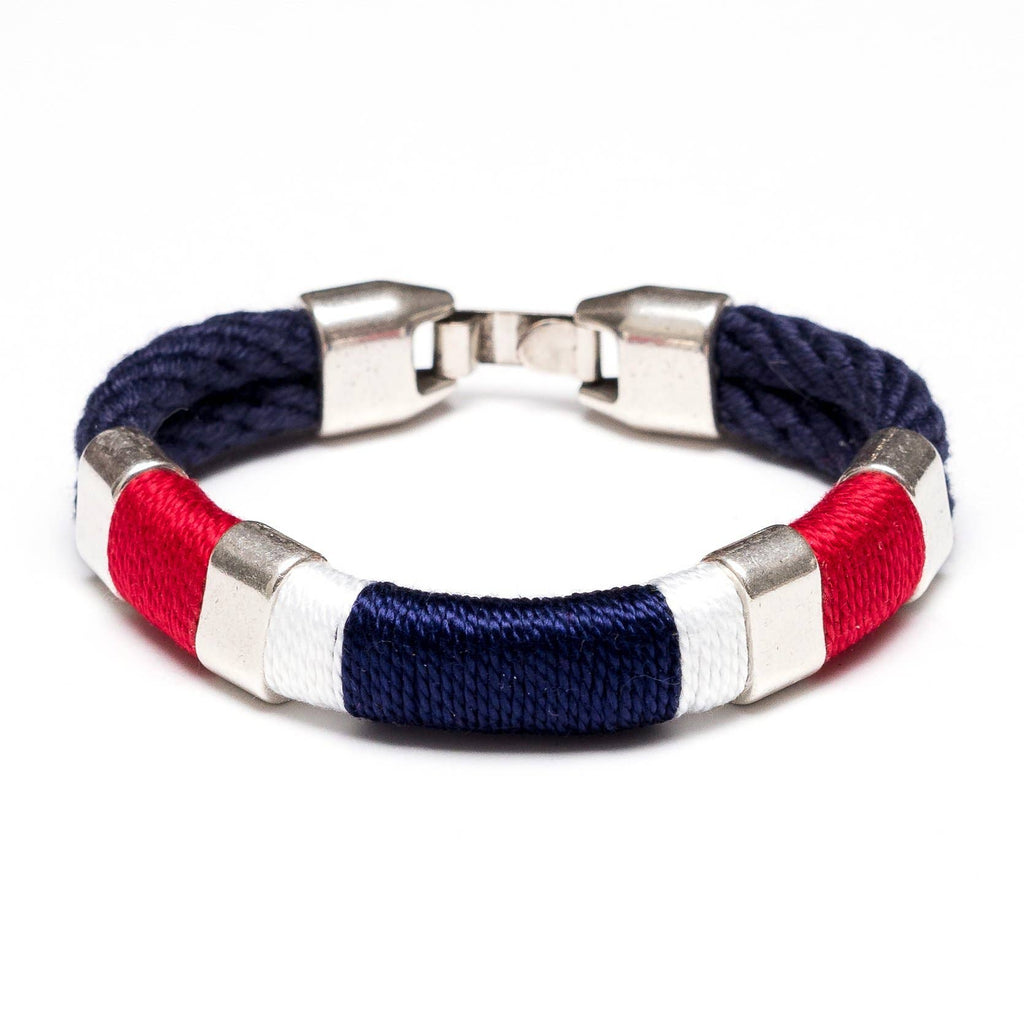 Newbury Bracelet- Navy/Red/White/Navy/Silver by Allison Cole - Lake Effect