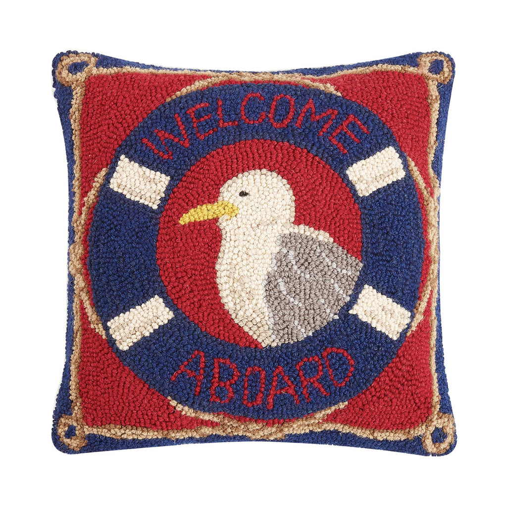 Welcome Aboard Seagull Hook Pillow - Lake Effect