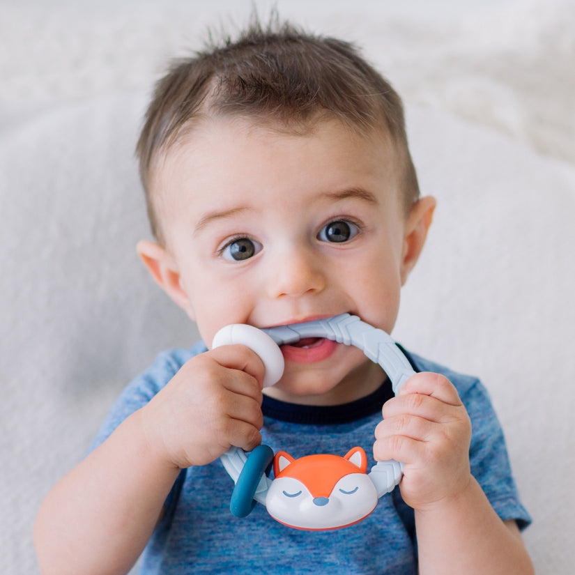 Fox Rattle Silicone Teether Toy - Lake Effect