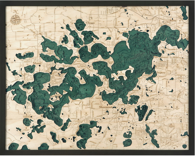 Lake Minnetonka 3D Nautical Wood Chart - Lake Effect