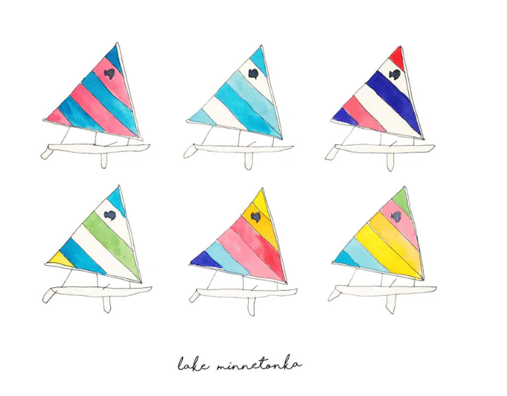 Sunfish Sailing Watercolor Print - Lake Effect