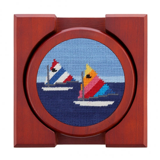 Day Sailor Needlepoint Coaster Set by Smathers & Branson - Lake Effect