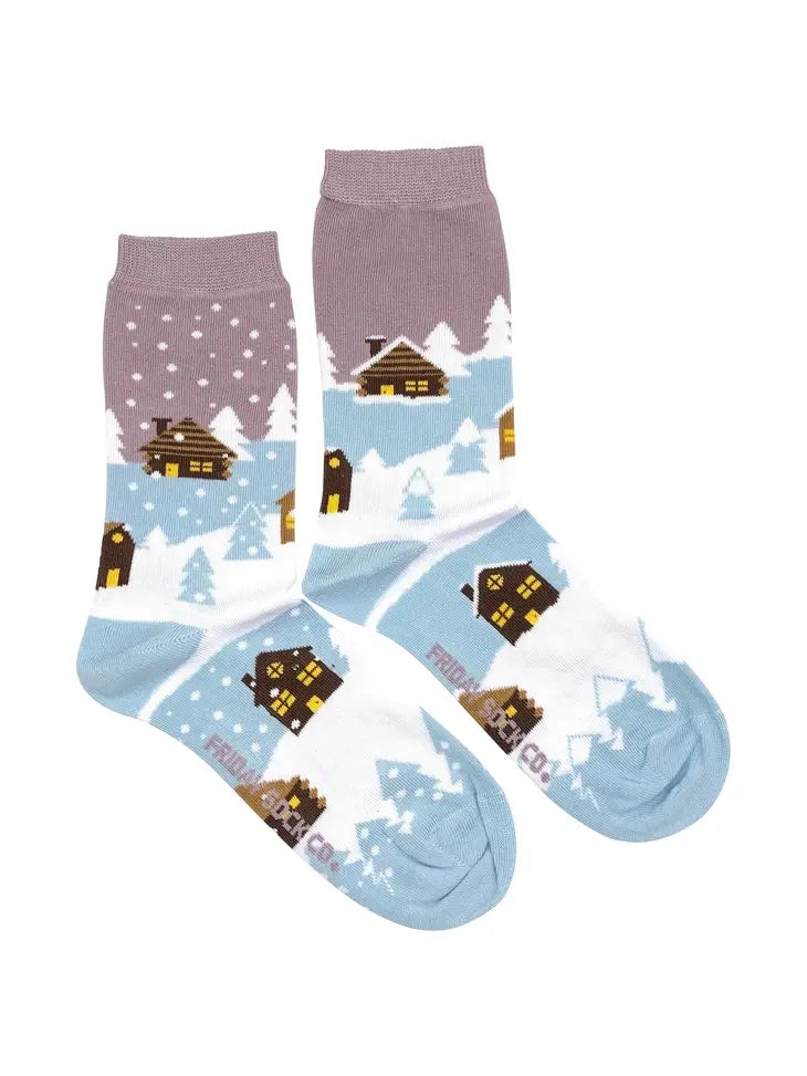 Snowy Village Women's Socks - Lake Effect