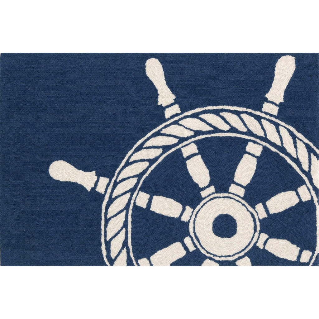 Ship Wheel Navy Indoor/Outdoor Rug - Lake Effect
