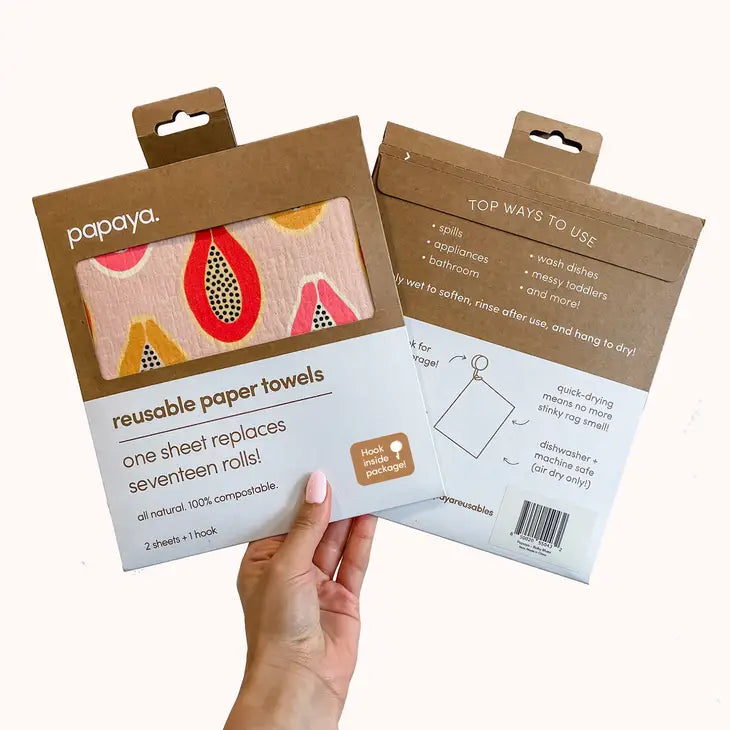 Papaya Reusable Paper Towel Set- Mod Papaya