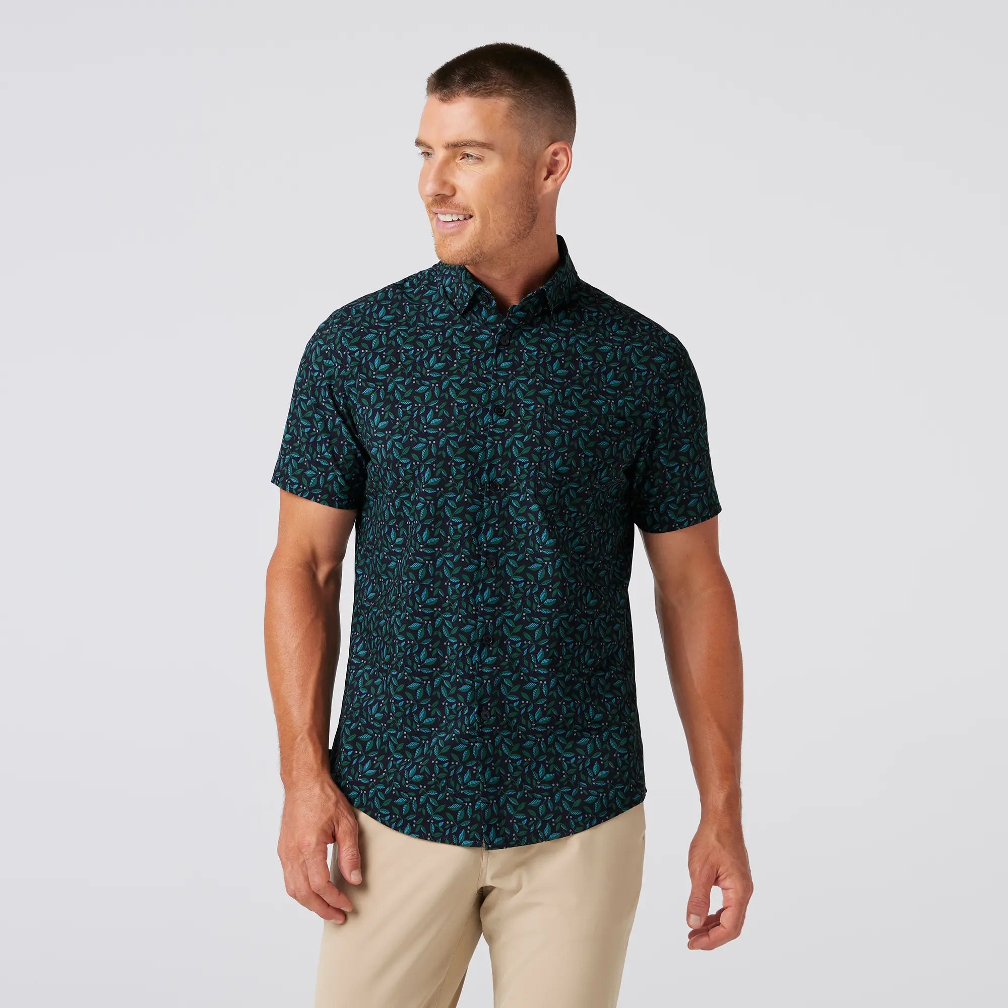 Leeward Dress Shirt- Navy Foliage by Mizzen+Main | Lake Effect Leeward Dress Shirt- Navy Foliage by Mizzen+Main | Lake Effect