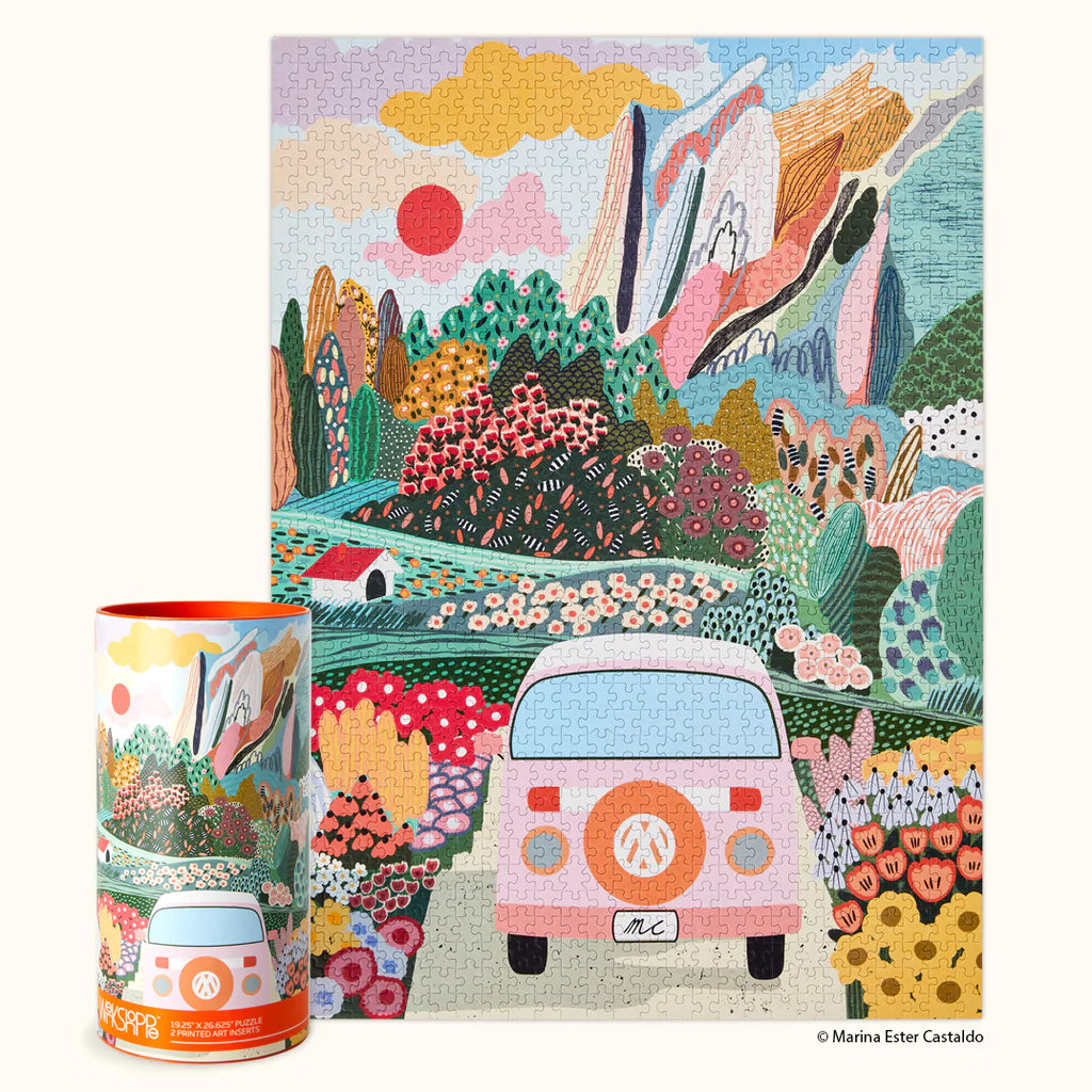 VW Van Trippy Hippie 1000 Piece Puzzle - Lake Effect