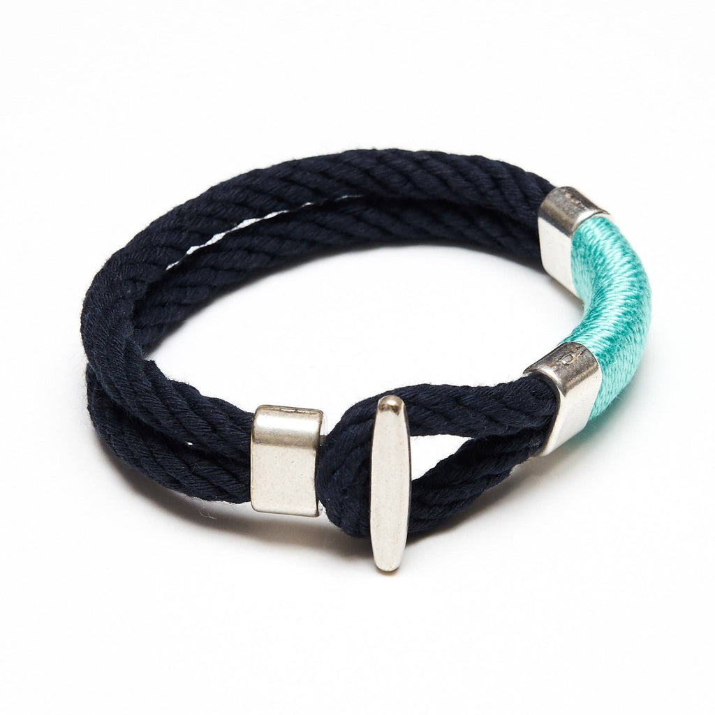 Cambridge Bracelet -Navy/Turquoise/Silver by Allison Cole - Lake Effect