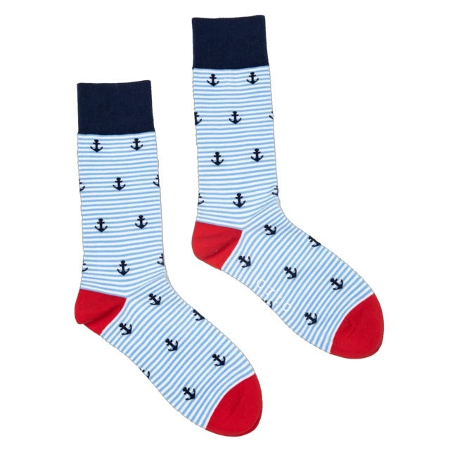 Pale Stripe Anchor Socks by ortc - Lake Effect