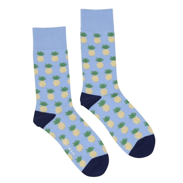 Pale Blue Pineapples Socks by ortc - Lake Effect