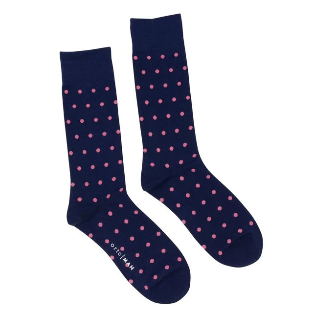 Navy and Pink Polka Dot Socks by ortc - Lake Effect