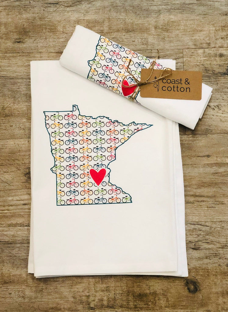 Minnesota Bikes Flour Sack Hand Towel - Lake Effect