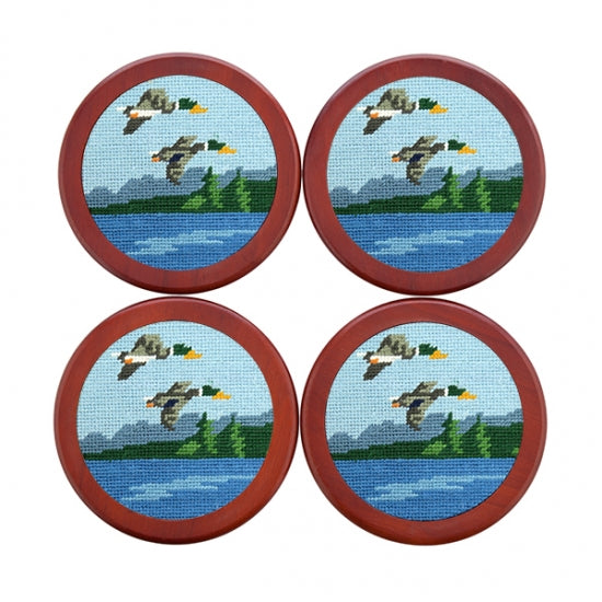 Great Outdoors Needlepoint Coaster Set by Smathers & Branson - Lake Effect