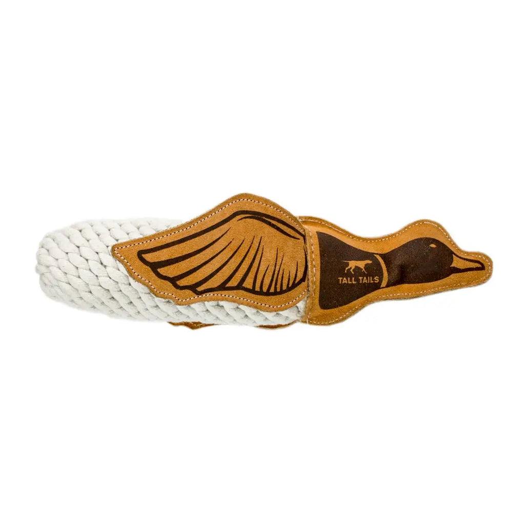 Natural Leather Quacker Rope Tug Toy - Lake Effect