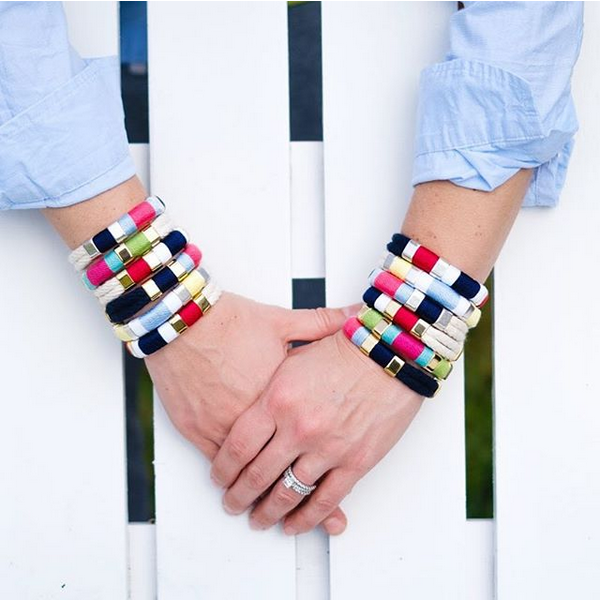 Newbury Bracelet- Navy/Red/White/Navy/Silver by Allison Cole - Lake Effect
