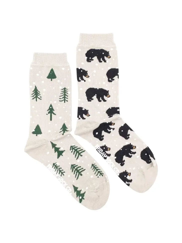 Holiday Bear & Trees Women's Socks - Lake Effect