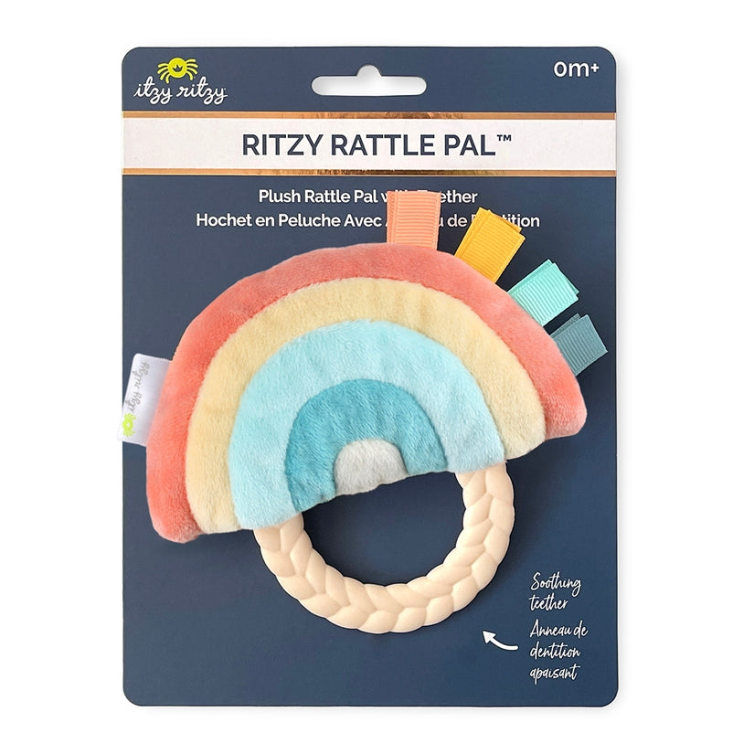 Rainbow Plush Rattle Pal with Teether - Lake Effect