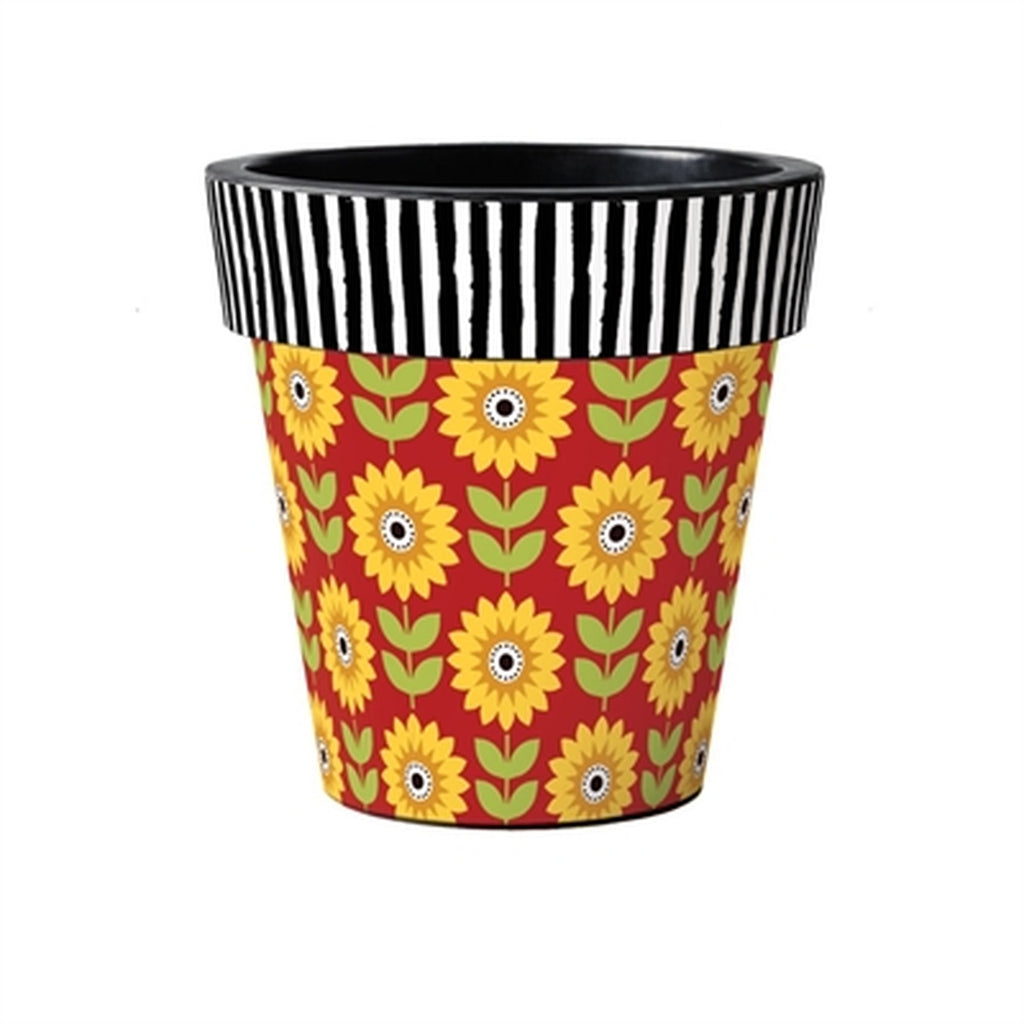 Sunflower Checks 15" Art Planter by Studio M - Lake Effect