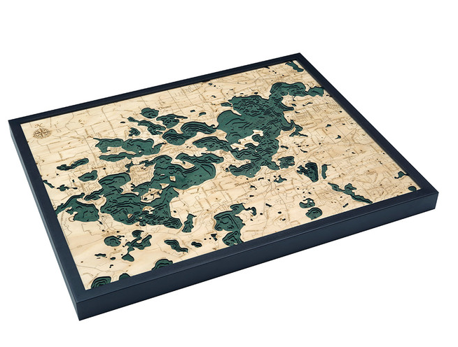 Lake Minnetonka 3D Nautical Wood Chart - Lake Effect
