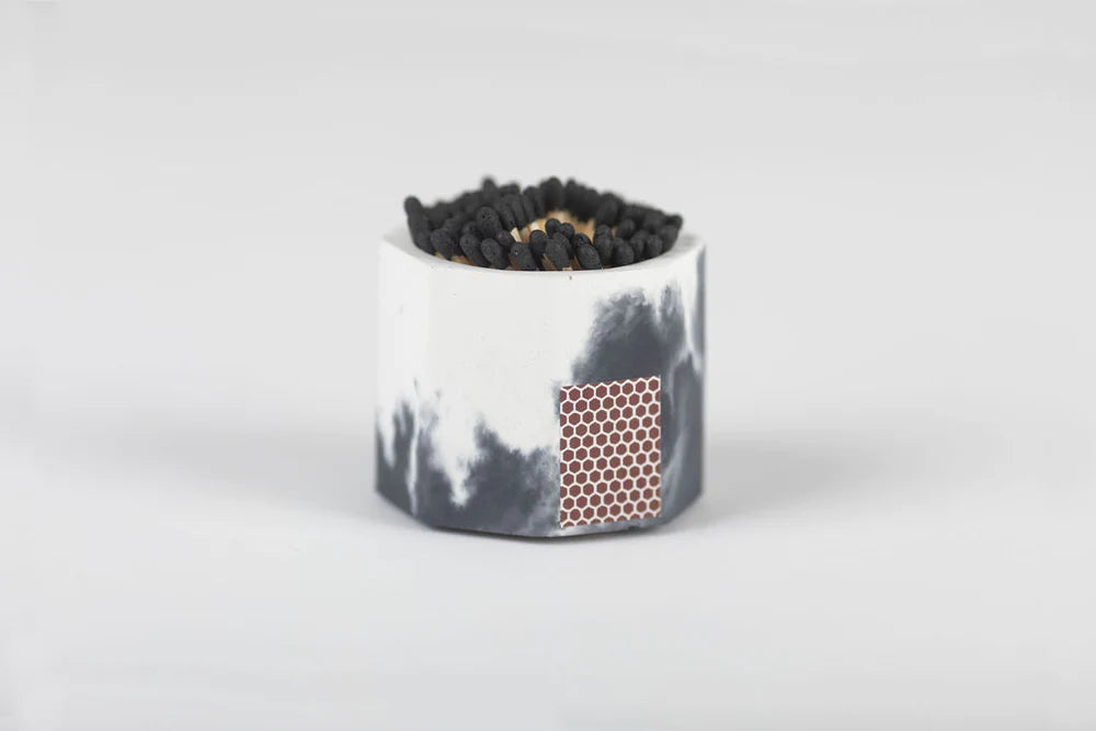 Black & White Match Holder w/ Black Matches & Striker - Lake Effect