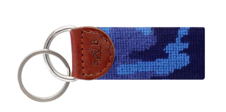 Navy Camo Needlepoint Key Fob - Lake Effect