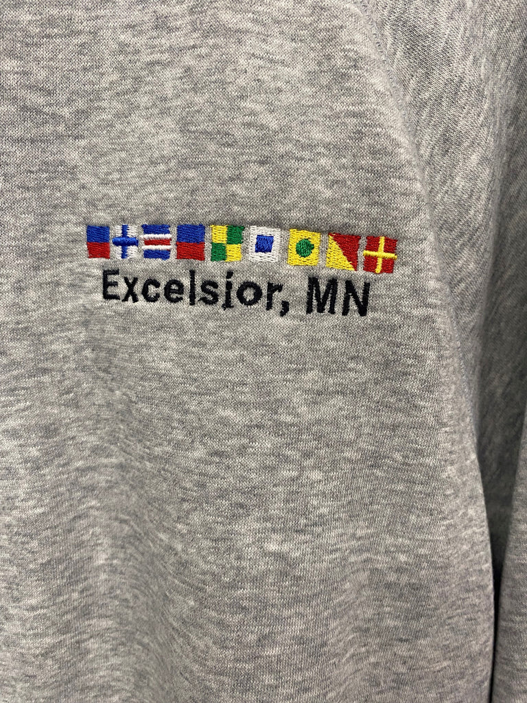 Excelsior Flags 1/4 Zip Crew - Lake Effect