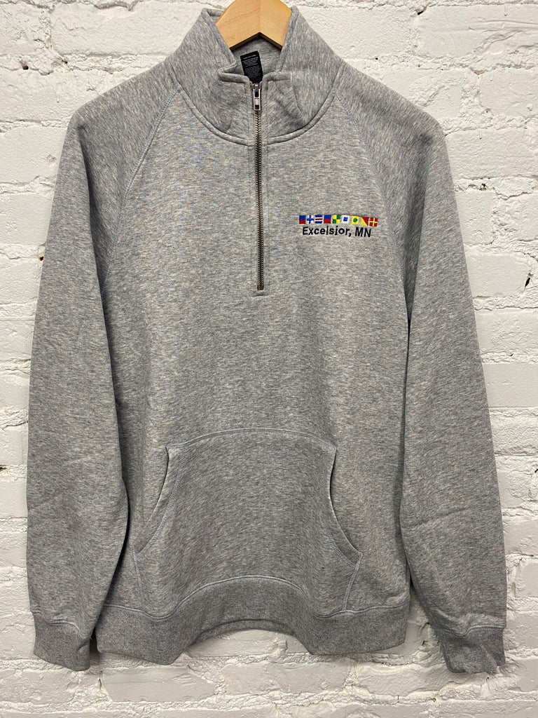 Excelsior Flags 1/4 Zip Crew - Lake Effect