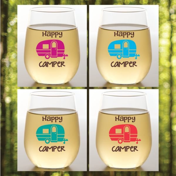 Happy Camper Shatterproof Wine Glasses - Lake Effect