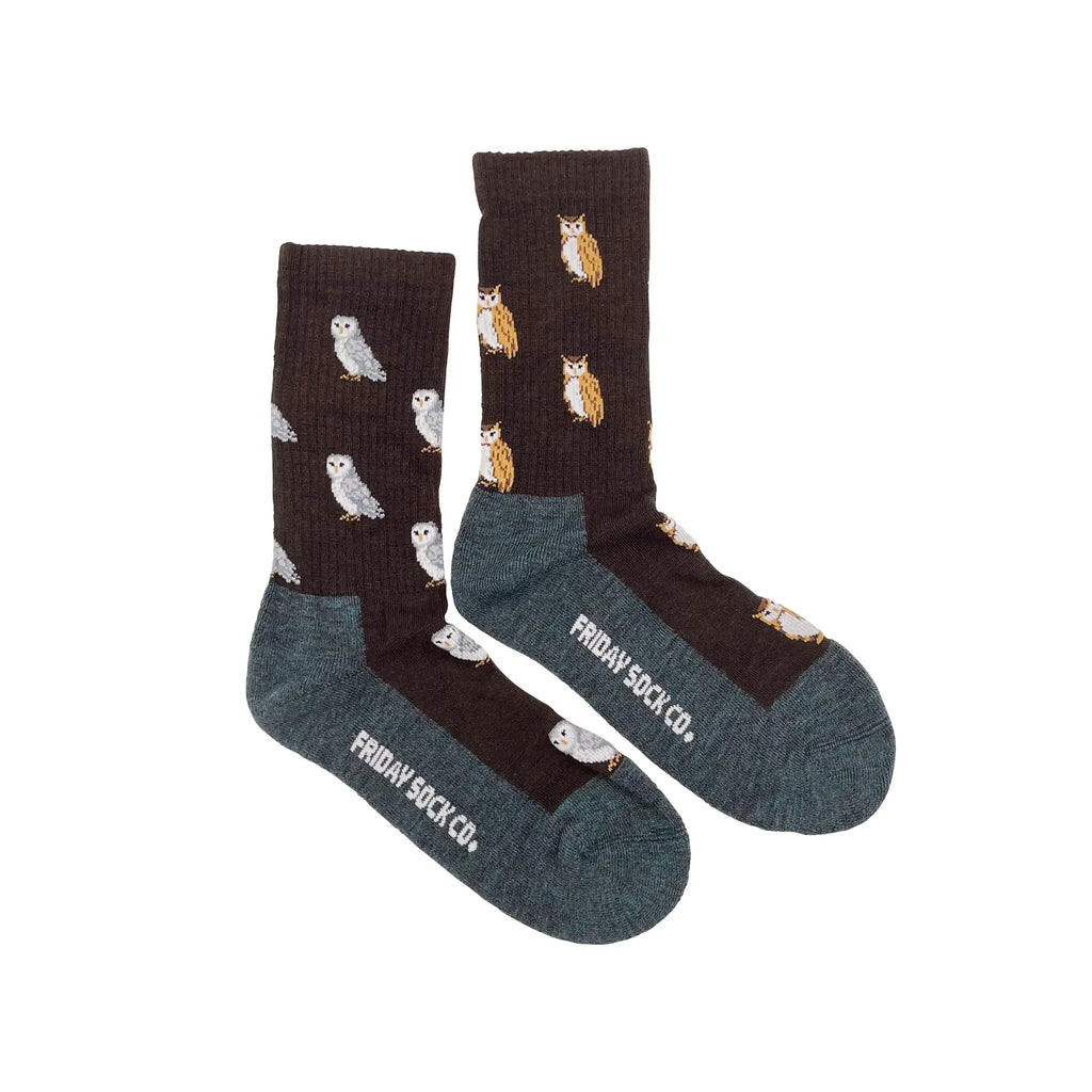 Merino Wool Women's Owls Socks - Lake Effect