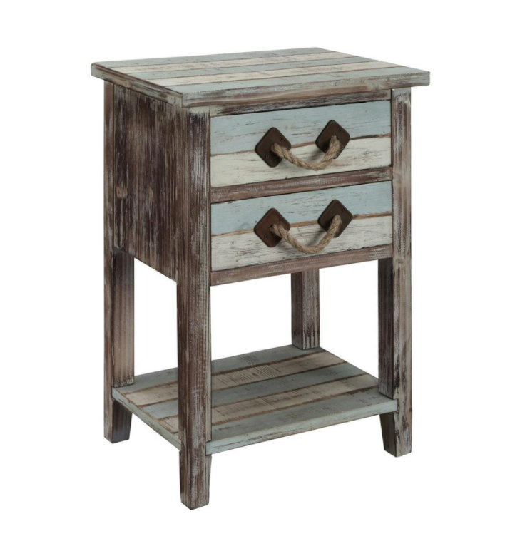 Two Drawer Rope Handle Accent Table - Lake Effect