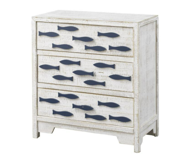 Navy Fish Three Drawer Chest - Lake Effect