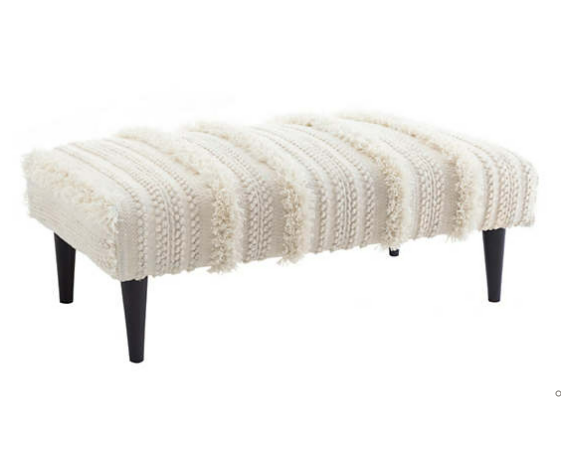 Zhara Stripe Ivory Rug Ottoman by Annie Selke - Lake Effect