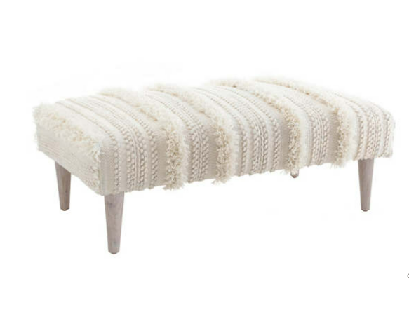 Zhara Stripe Ivory Rug Ottoman by Annie Selke - Lake Effect