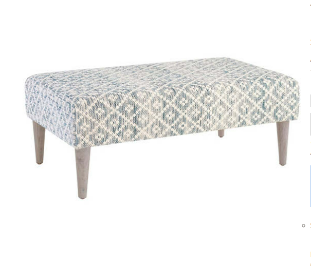 Melange Diamond Blue Rug Ottoman by Annie Selke - Lake Effect