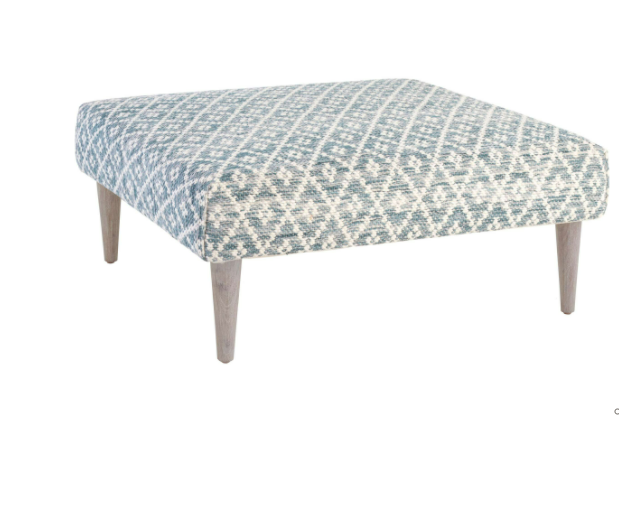 Melange Diamond Blue Rug Ottoman by Annie Selke - Lake Effect