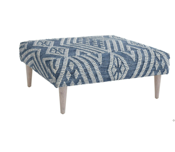 Healy Blue Rug Ottoman by Annie Selke - Lake Effect