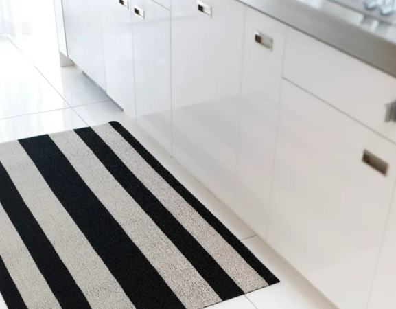 Chilewich Bold Stripe Shag Rug- Black/White - Lake Effect