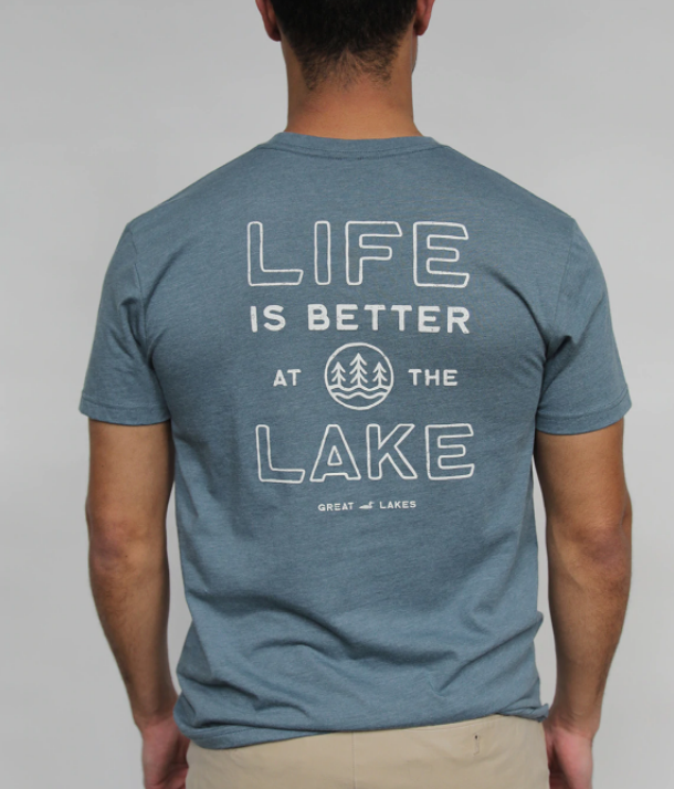 Lake Life- Short Sleeve- Heather Navy by Great Lakes Co. - Lake Effect