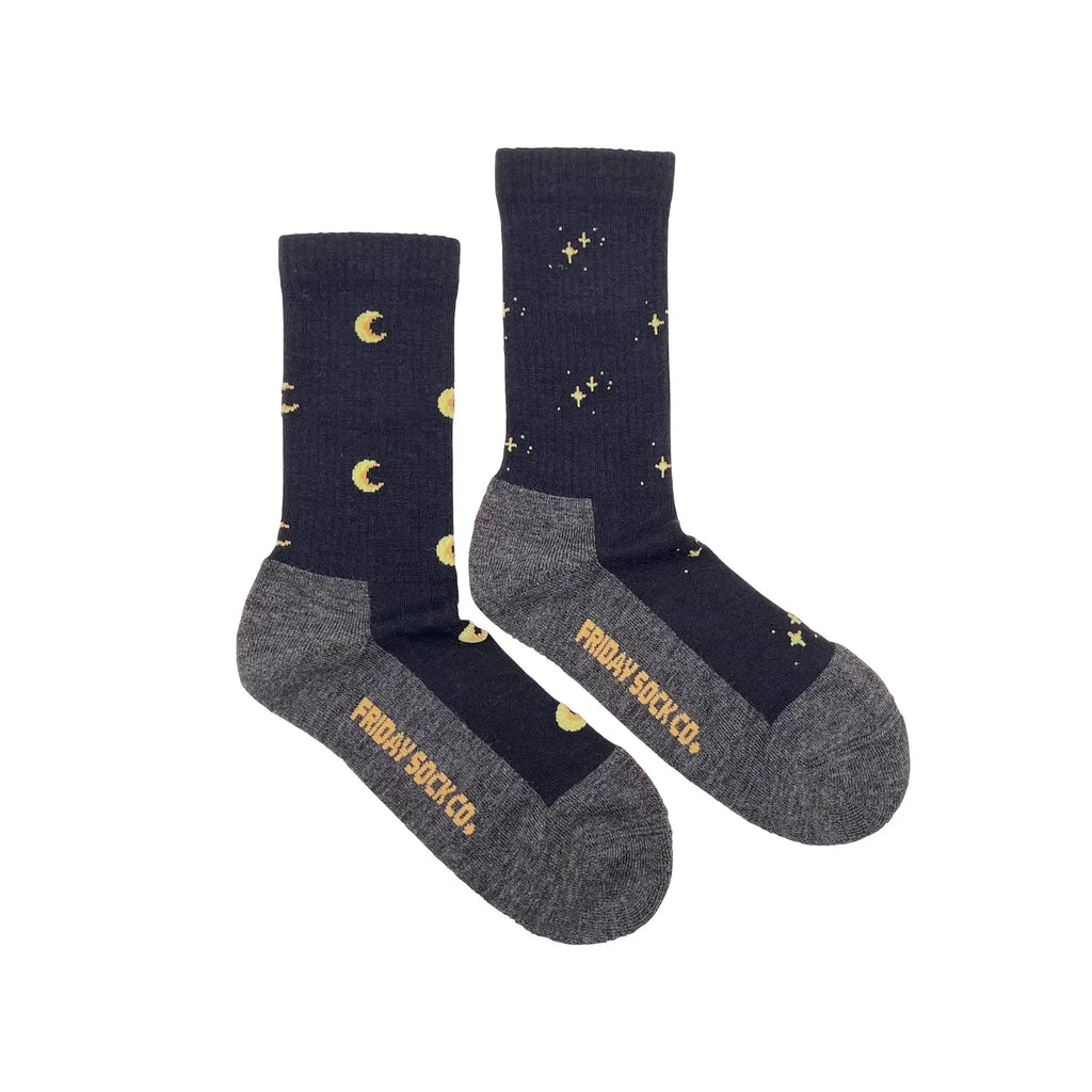 Merino Wool Stars/Moon Socks - Lake Effect