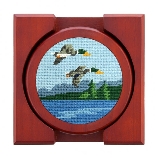 Great Outdoors Needlepoint Coaster Set by Smathers & Branson - Lake Effect