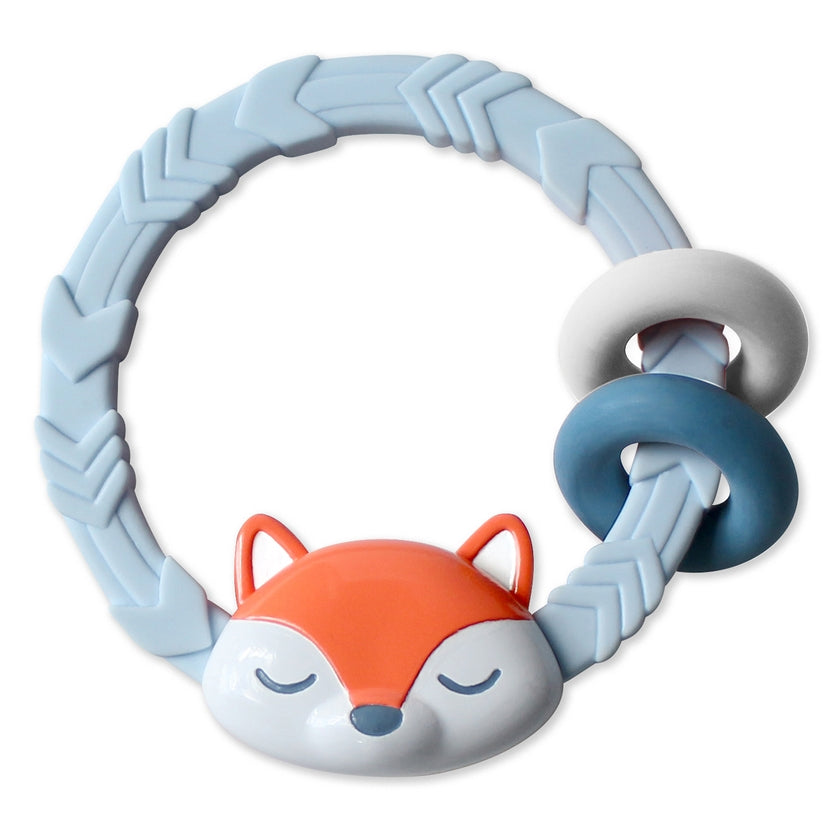 Fox Rattle Silicone Teether Toy - Lake Effect