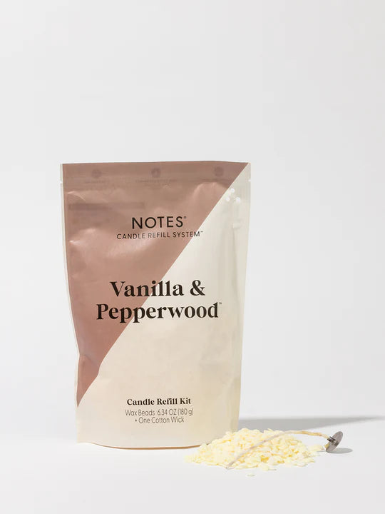 Notes Candle Refill Kits- Vanilla & Pepperwood - Lake Effect