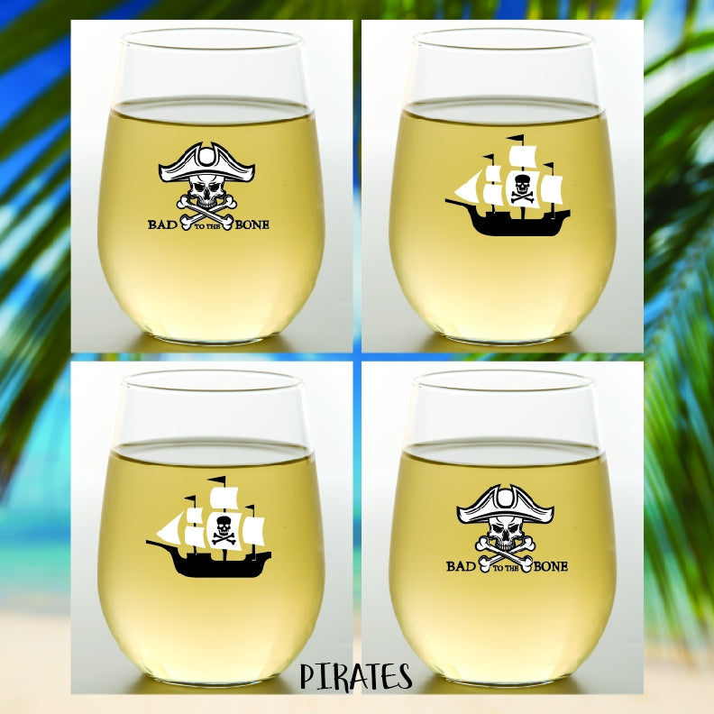 Pirates Shatterproof Wine Glasses - Lake Effect