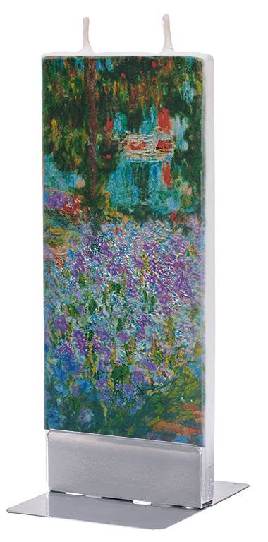 Flat Handmade Candle- Claude Monet Irises In Monet's Garden - Lake Effect