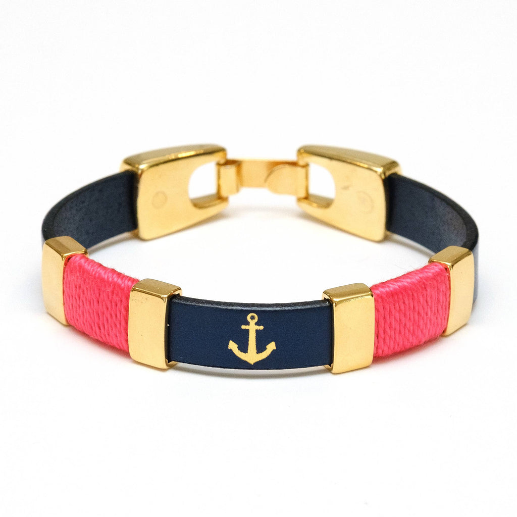 Chatham Bracelet - Navy/Coral/Gold by Allison Cole - Lake Effect