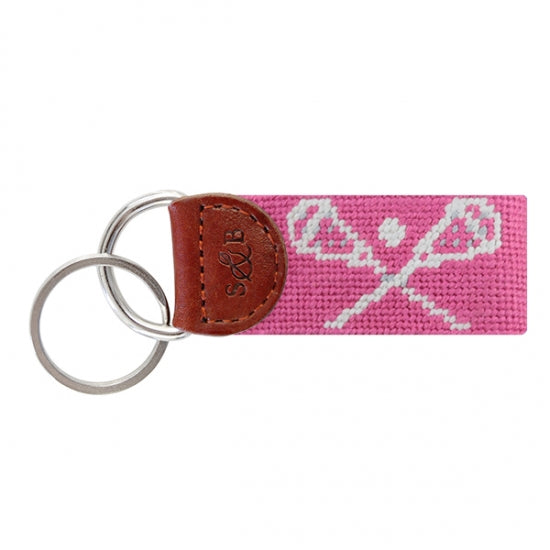 Pink Crossed Lax Sticks Key Fob by Smathers & Branson - Lake Effect