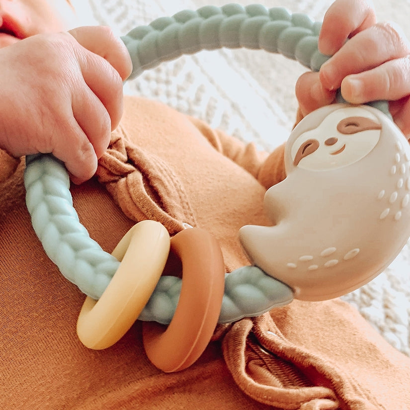 Sloth Rattle Silicone Teether Toy - Lake Effect