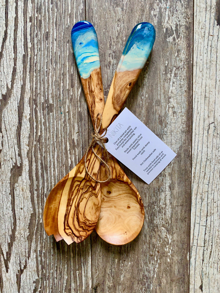 Olive Wood Utensils- Ocean - Lake Effect