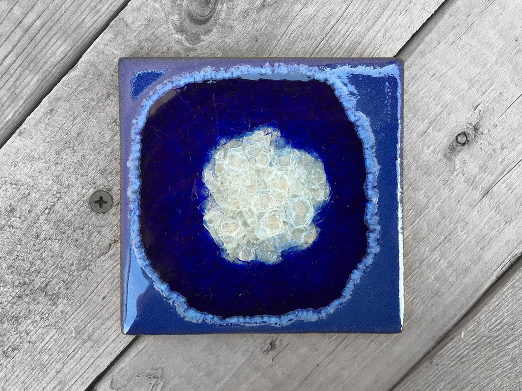 Geode Crackle Ceramic Coaster- Cobalt by Dock 6 Pottery - Lake Effect